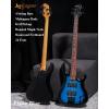imageLeo Jaymz CB400 4 String 34quot Scale Electric Bass Guitar 24 Frets Mahogany Body Rosewood Fingerboard with Abalone Inlays Roasted Maple Neck HH Pickups Glossy Body Finish CB Flame Blue
