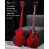 imageLeo Jaymz SC 4 String 34quot Scale Electric Bass 22 Frets Mahogany Body Maple Neck Rosewood Fingerboard HH Pickups Glossy Finish SC Flame Red