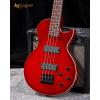 imageLeo Jaymz SC 4 String 34quot Scale Electric Bass 22 Frets Mahogany Body Maple Neck Rosewood Fingerboard HH Pickups Glossy Finish SC Flame Red