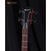 imageLeo Jaymz SC 4 String 34quot Scale Electric Bass 22 Frets Mahogany Body Maple Neck Rosewood Fingerboard HH Pickups Glossy Finish SC Flame Red