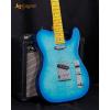 imageLeo Jaymz TL Style Electric Guitar with Flame Maple Top  High Gloss Mahogany Body and Hard Maple Neck  High Transparent Acrylic Pickguard Transparent Blue Burst