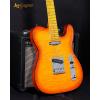 imageLeo Jaymz TL Style Electric Guitar with Flame Maple Top  High Gloss Mahogany Body and Hard Maple Neck  High Transparent Acrylic Pickguard Transparent Honey Burst
