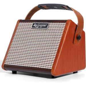 imageLeo Jaymz 15W Portable Electric Guitar Amp with BT Rechargeable Battery Builtin Effects Reverb Overdrive EQ Woodgrain Finish and 635mm Headphone Jack AG15AG15