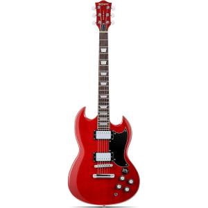 imageLeo Jaymz 39 Inch Solid Body Electric Guitar  Poplar Wood BodyMaple Neck and Laurel Wood Fretboard BlackDC Red