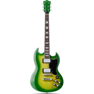 imageLeo Jaymz 39 Inch Solid Body Electric Guitar  Poplar Wood BodyMaple Neck and Laurel Wood Fretboard BlackGreen Flame