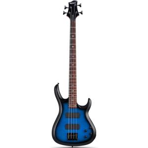 imageLeo Jaymz CB400 4 String 34quot Scale Electric Bass Guitar 24 Frets Mahogany Body Rosewood Fingerboard with Abalone Inlays Roasted Maple Neck HH Pickups Glossy Body Finish CB Flame Blue