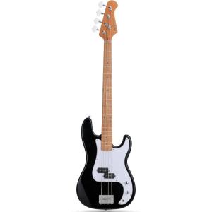 imageLeo Jaymz PB400 4 String 34quot Scale Electric P Bass Guitar Mahogany Body Maple Fingerboard Roasted Maple Neck Splitcoil Pickup Classic Design for Beginners PB Black