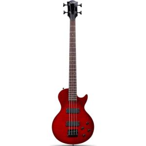 imageLeo Jaymz SC 4 String 34quot Scale Electric Bass 22 Frets Mahogany Body Maple Neck Rosewood Fingerboard HH Pickups Glossy Finish SC Flame Red