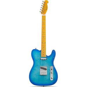 imageLeo Jaymz TL Style Electric Guitar with Flame Maple Top  High Gloss Mahogany Body and Hard Maple Neck  High Transparent Acrylic Pickguard Transparent Blue Burst