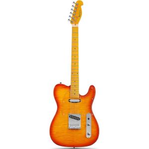 imageLeo Jaymz TL Style Electric Guitar with Flame Maple Top  High Gloss Mahogany Body and Hard Maple Neck  High Transparent Acrylic Pickguard Transparent Honey Burst