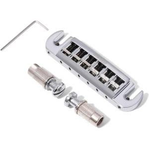 imageWilkinson Pigtail Style Wraparound Bridge  Adjustable Wraparound Bridge Tailpiece for les paul SG Epiphone Style Electric Guitar  2116 inch 105mm X 5 525mmWOGT3 Chrome