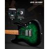 imageLeo Jaymz ST Pro Electric Guitar Roasted Maple Neck Maple Fingerboard Mahogany Body Alnico 5 Pickups for Intermediate ampamp Advanced PlayersSSH Blue BurlGreen Burl