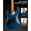 imageLeo Jaymz ST Pro Electric Guitar Roasted Maple Neck Maple Fingerboard Mahogany Body Alnico 5 Pickups for Intermediate ampamp Advanced PlayersSSH Blue BurlBlack Flame Blue