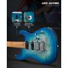 imageLeo Jaymz ST Pro Electric Guitar Roasted Maple Neck Maple Fingerboard Mahogany Body Alnico 5 Pickups for Intermediate ampamp Advanced PlayersSSH Blue BurlBlack Flame Blue