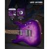 imageLeo Jaymz ST Pro Electric Guitar Roasted Maple Neck Maple Fingerboard Mahogany Body Alnico 5 Pickups for Intermediate ampamp Advanced PlayersSSH Blue BurlViolet Flame