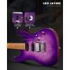 imageLeo Jaymz ST Pro Electric Guitar Roasted Maple Neck Maple Fingerboard Mahogany Body Alnico 5 Pickups for Intermediate ampamp Advanced PlayersSSH Blue BurlViolet Flame