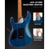 imageLeo Jaymz ST Pro Electric Guitar Roasted Maple Neck Maple Fingerboard Mahogany Body Alnico 5 Pickups for Intermediate ampamp Advanced PlayersSSH Blue BurlBlue Burl