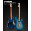 imageLeo Jaymz ST Pro Electric Guitar Roasted Maple Neck Maple Fingerboard Mahogany Body Alnico 5 Pickups for Intermediate ampamp Advanced PlayersSSH Blue BurlBlack Flame Blue