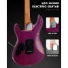 imageLeo Jaymz ST Pro Electric Guitar Roasted Maple Neck Maple Fingerboard Mahogany Body Alnico 5 Pickups for Intermediate ampamp Advanced PlayersSSH Blue BurlViolet Flame