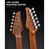 imageLeo Jaymz ST Pro Electric Guitar Roasted Maple Neck Maple Fingerboard Mahogany Body Alnico 5 Pickups for Intermediate ampamp Advanced PlayersSSH Blue BurlGreen Burl
