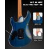 imageLeo Jaymz ST Pro Electric Guitar Roasted Maple Neck Maple Fingerboard Mahogany Body Alnico 5 Pickups for Intermediate ampamp Advanced PlayersSSH Blue BurlBlack Flame Blue