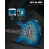 imageLeo Jaymz ST Pro Electric Guitar Roasted Maple Neck Maple Fingerboard Mahogany Body Alnico 5 Pickups for Intermediate ampamp Advanced PlayersSSH Blue BurlBlack Flame Blue