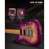 imageLeo Jaymz ST Pro Electric Guitar Roasted Maple Neck Maple Fingerboard Mahogany Body Alnico 5 Pickups for Intermediate ampamp Advanced PlayersSSH Blue BurlViolet Burl