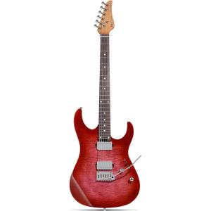 imageLeo Jaymz ST Pro Electric Guitar Roasted Maple Neck Maple Fingerboard Mahogany Body Alnico 5 Pickups for Intermediate ampamp Advanced PlayersSSH Blue BurlPink Flame