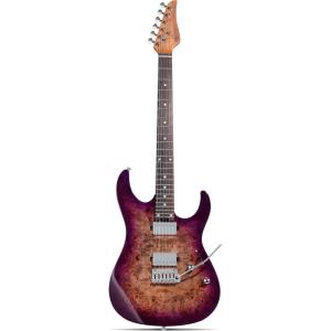 imageLeo Jaymz ST Pro Electric Guitar Roasted Maple Neck Maple Fingerboard Mahogany Body Alnico 5 Pickups for Intermediate ampamp Advanced PlayersSSH Blue BurlViolet Burl