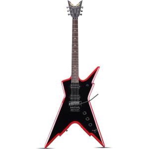 imageLeo Jaymz Diminator 6String Electric Guitar Bone Nut 24 Fret Mahogany Body with Roasted Maple Neck Rose Wood Fretboard Alnico V Pickups Double Way Tremolo System With Locking Nut BlackWhiteBlackRed